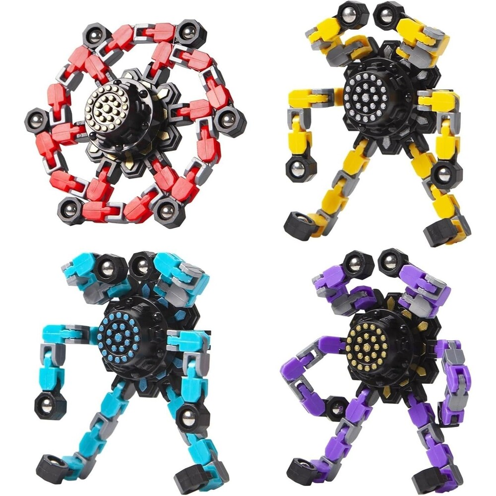 Gokeey Kids Transformable Fidget Spinner 4 Pack Sensory Toy Stress Relief Age 8+
